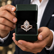 Unique 2.0 Ct Halo Oval Cut Rose Gold Wedding Set - Evani Naomi Jewelry