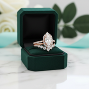 Unique 2.0 Ct Halo Oval Cut Rose Gold Wedding Set - Evani Naomi Jewelry
