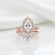 Unique 2.0 Ct Halo Oval Cut Rose Gold Wedding Set - Evani Naomi Jewelry