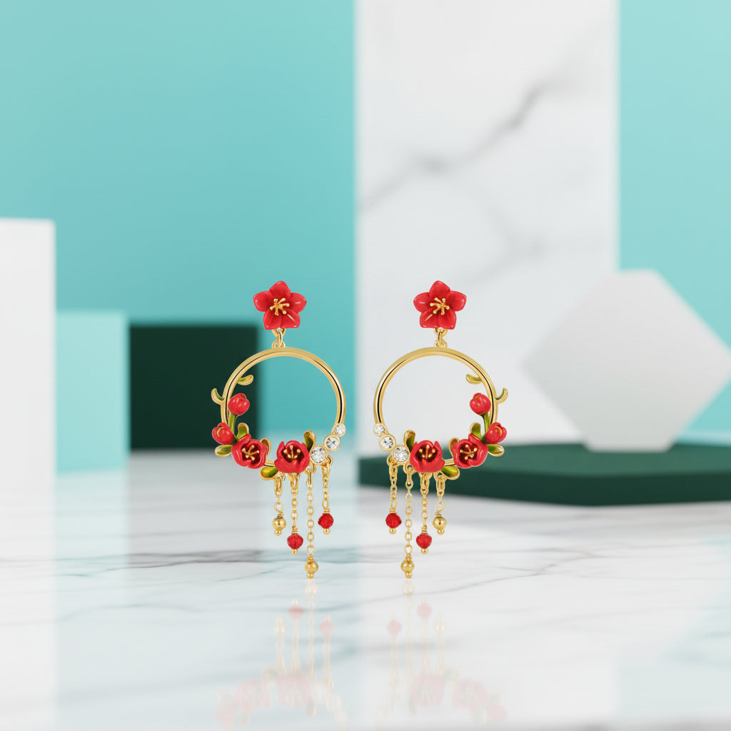 Unique Begonia Flower Earrings-Evani Jewelry