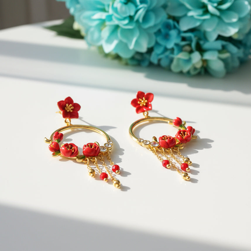 Unique Begonia Flower Earrings-Evani Naomi Jewelry