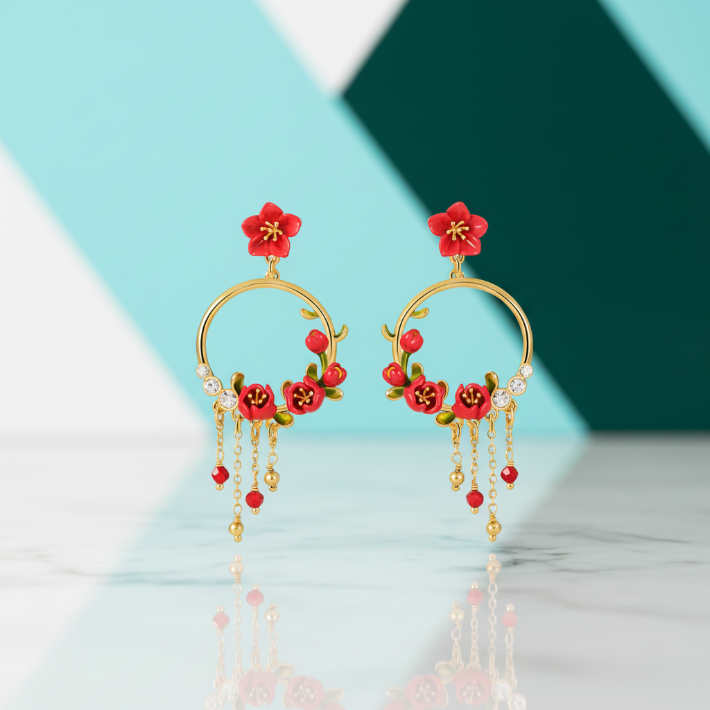 Unique Begonia Flower Earrings-Evani Jewelry
