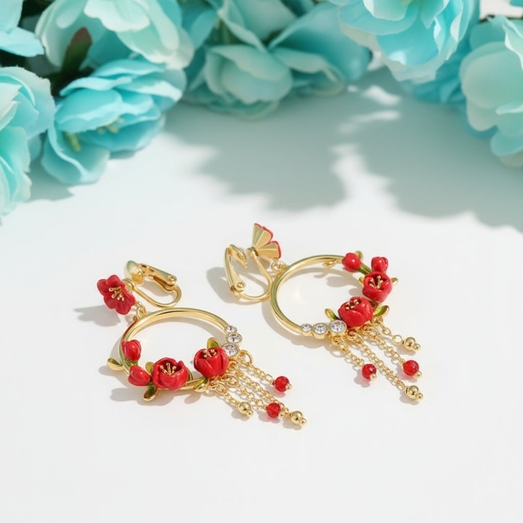Unique Begonia Flower Earrings-Evani Naomi Jewelry