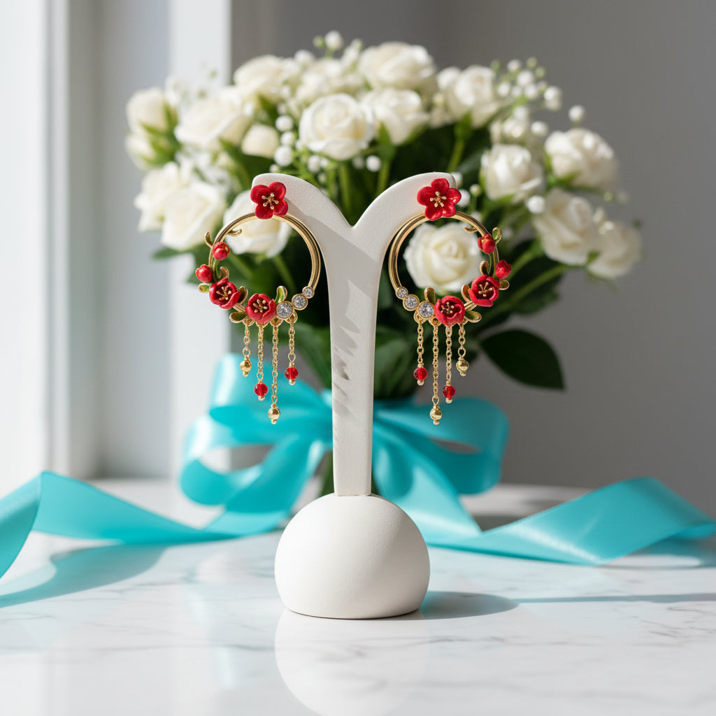 Unique Begonia Flower Earrings-Evani Jewelry