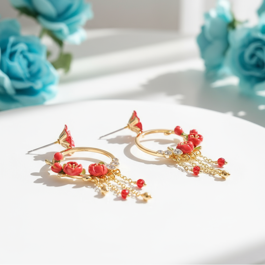 Unique Begonia Flower Earrings-Evani Naomi Jewelry