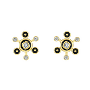Unique Black Enamel Round Bubbles Diamond Earrings-Evani Naomi Jewelry