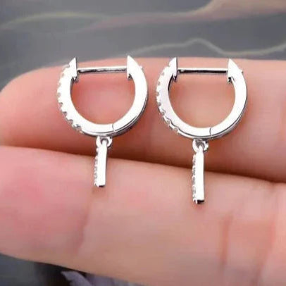 Unique Diamond Huggie Dangle Earrings-Evani Naomi Jewelry