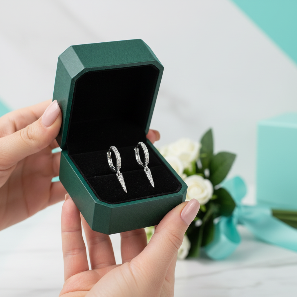 Unique Diamond Option Huggie Dangle Earrings