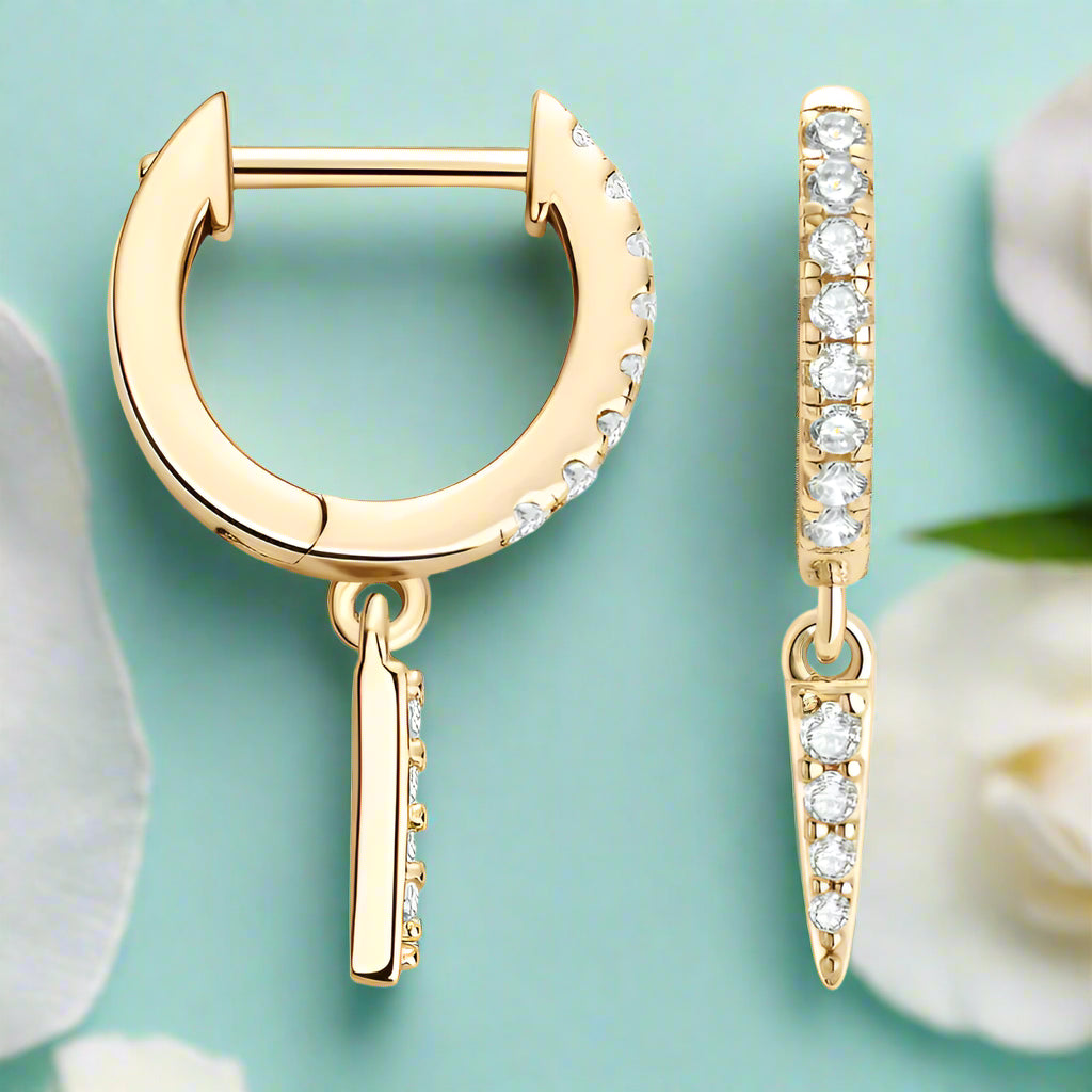 Unique Diamond Huggie Dangle Earrings-Evani Naomi Jewelry