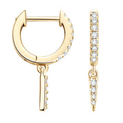 Unique Diamond Huggie Dangle Earrings-Evani Naomi Jewelry