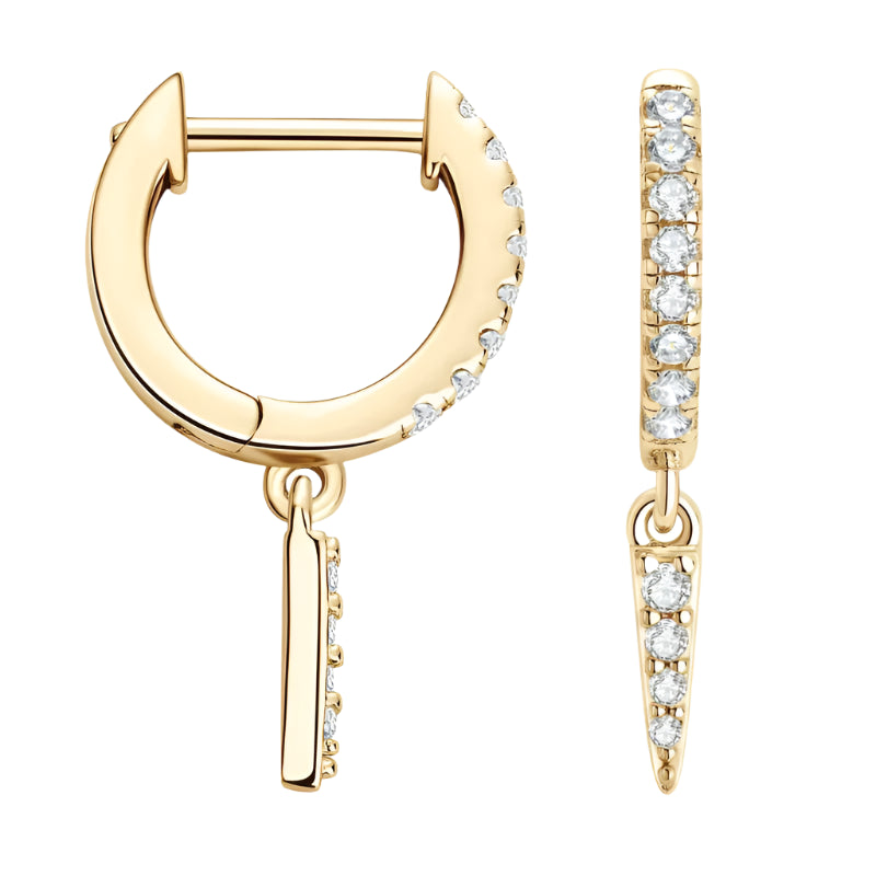 Unique Diamond Huggie Dangle Earrings-Evani Naomi Jewelry