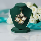 Unique Orchid Flower Topaz Gold Pendant