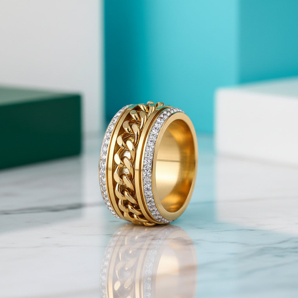 Unique Diamond with Chain Design Wedding Band-Evani Jewelry