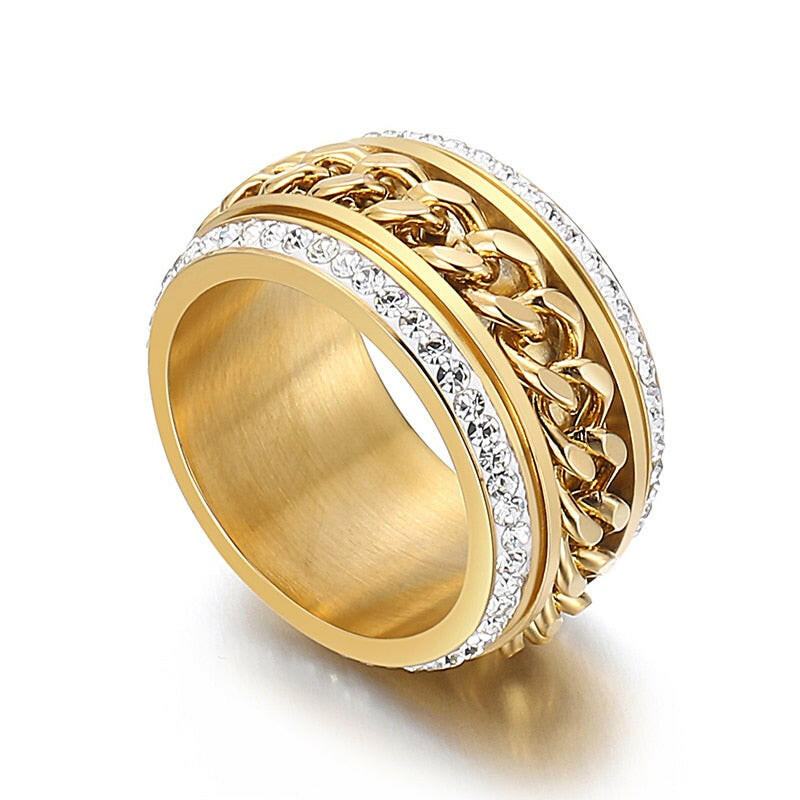 Unique EVN Diamond with Chain Design Wedding Band-Evani Naomi Jewelry