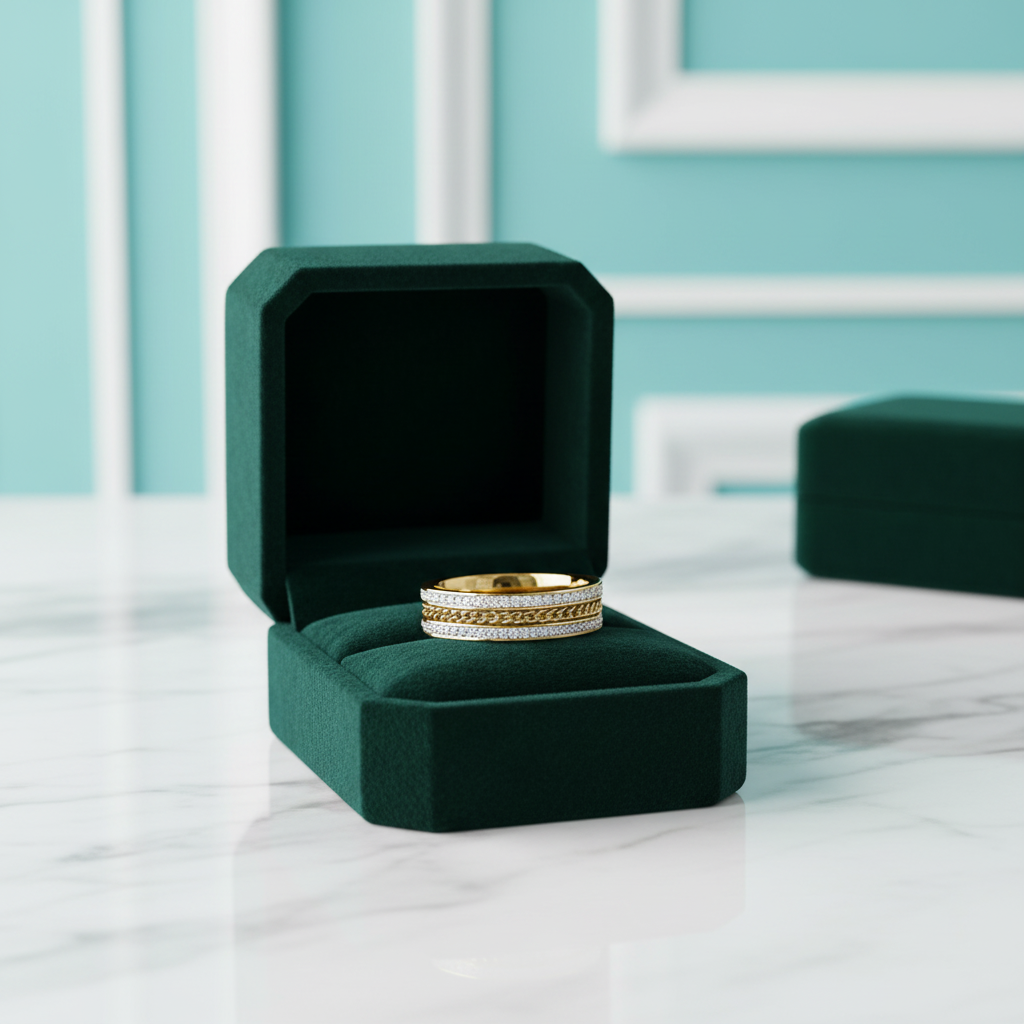 Unique Diamond Optionwith Chain Design Wedding Band - Evani Naomi Jewelry