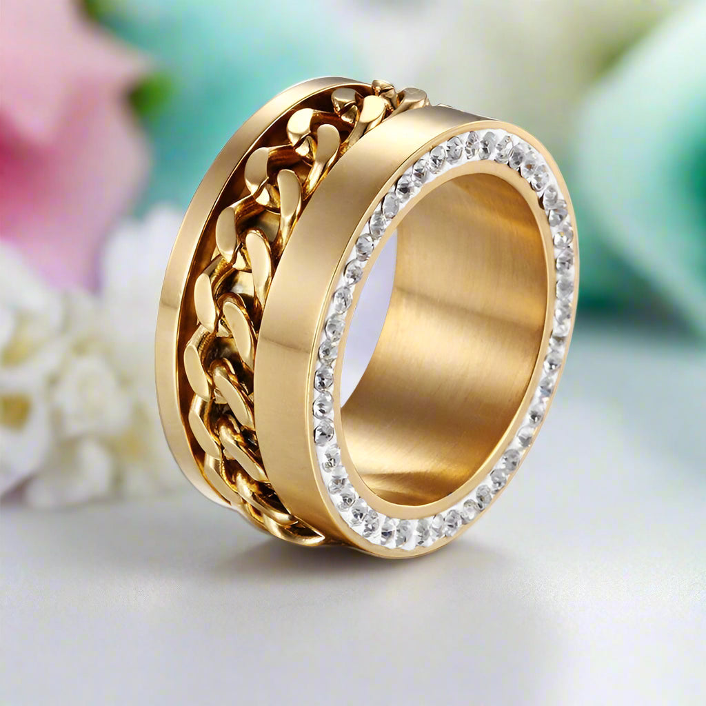 Unique EVN Diamond with Chain Design Wedding Band-Evani Naomi Jewelry