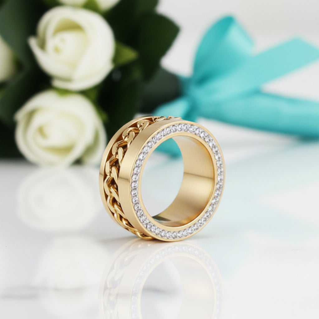 Unique Diamond with Chain Design Wedding Band-Evani Jewelry