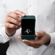 Unique Pear Cut Black Diamond Option with Halo Rose Gold Engagement Ring - Evani Naomi Jewelry
