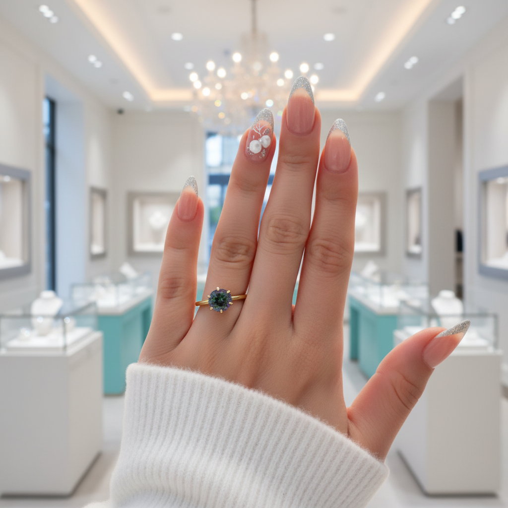 Unique Round Cut Alexandrite Yellow Gold Engagement Ring-Evani Jewelry