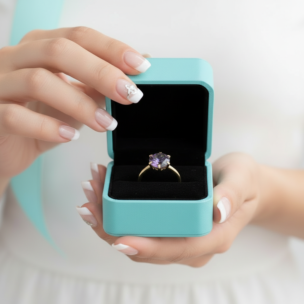 Unique Round Cut Alexandrite Yellow Gold Engagement Ring-Evani Jewelry