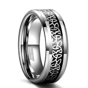 Unisex Beveled Edge Tungsten with Celtic Knot Wedding Band-Evani Naomi Jewelry