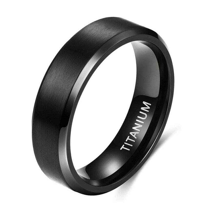 Unisex Beveled Matte Black Titanium Wedding Band-Evani Naomi Jewelry