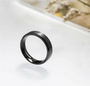 Unisex Beveled Matte Black Titanium Wedding Band-Evani Naomi Jewelry