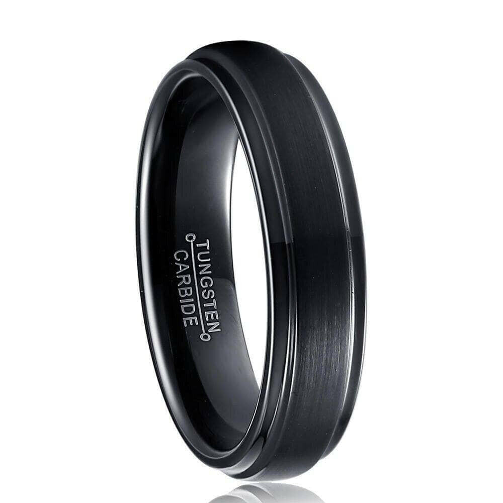 Unisex Black Brushed Tungsten Wedding Band-Evani Naomi Jewelry