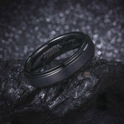 Unisex Black Brushed Tungsten Wedding Band-Evani Naomi Jewelry