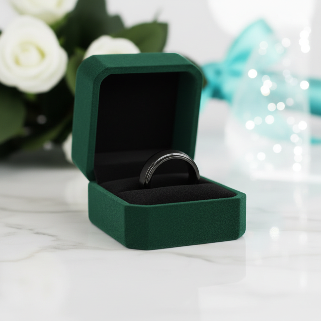 Unisex Black Brushed Tungsten Wedding Band - Evani Naomi Jewelry