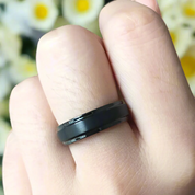 Unisex Black Brushed Tungsten Wedding Band-Evani Naomi Jewelry
