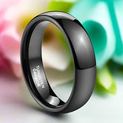 Unisex Black Dome Tungsten Wedding Band-Evani Naomi Jewelry