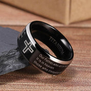 Unisex Black Titanium Wedding Band with Bible Verse-Evani Naomi Jewelry