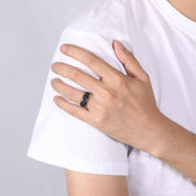 Unisex Black Titanium Wedding Band with Bible Verse-Evani Naomi Jewelry