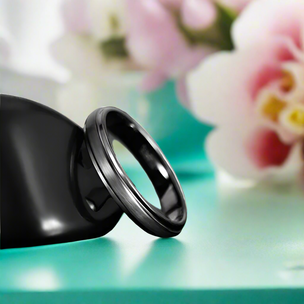 Unisex Classic Two Tone Tungsten Wedding Band-Evani Naomi Jewelry