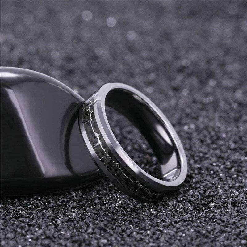 Unisex Tungsten Wedding Band with Heart Beat Inlay-Evani Naomi Jewelry