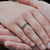 Unisex Tungsten Wedding Band with Heart Beat Inlay-Evani Naomi Jewelry