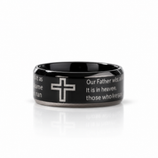 Unisex Black Titanium Wedding Band with Bible Verse - Evani Naomi Jewelry