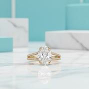 2.90 Ct Oval Cut Diamond Split Shank Engagement Ring