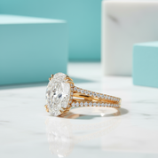 2.90 Ct Oval Cut Diamond Split Shank Engagement Ring