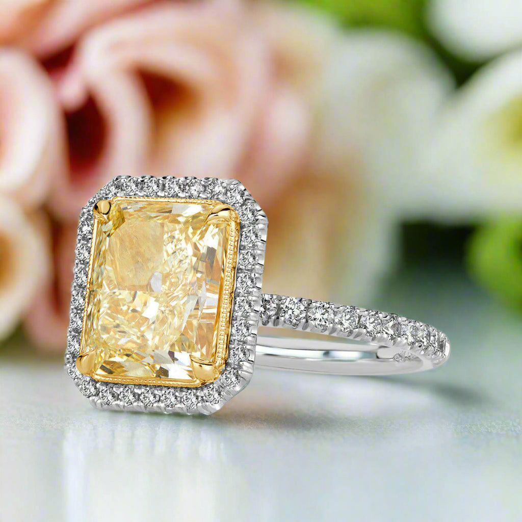 VIP Dream Ring 4.0 ct Light Yellow Radiant Cut Diamond Engagement Ring-Evani Naomi Jewelry
