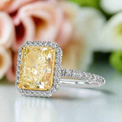 VIP Dream Ring 4.0 ct Light Yellow Radiant Cut Diamond Engagement Ring-Evani Naomi Jewelry