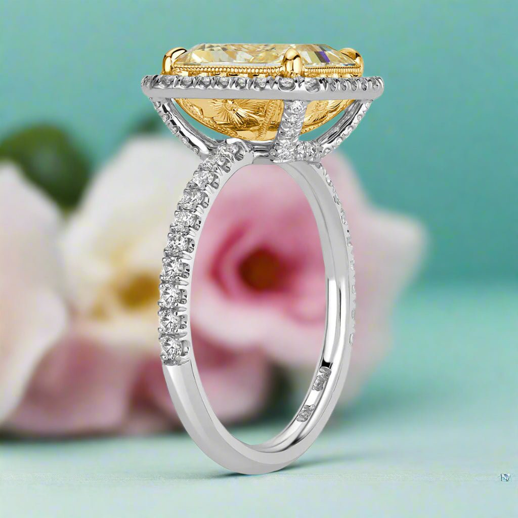 VIP Dream Ring 4.0 ct Light Yellow Radiant Cut Diamond Engagement Ring-Evani Naomi Jewelry