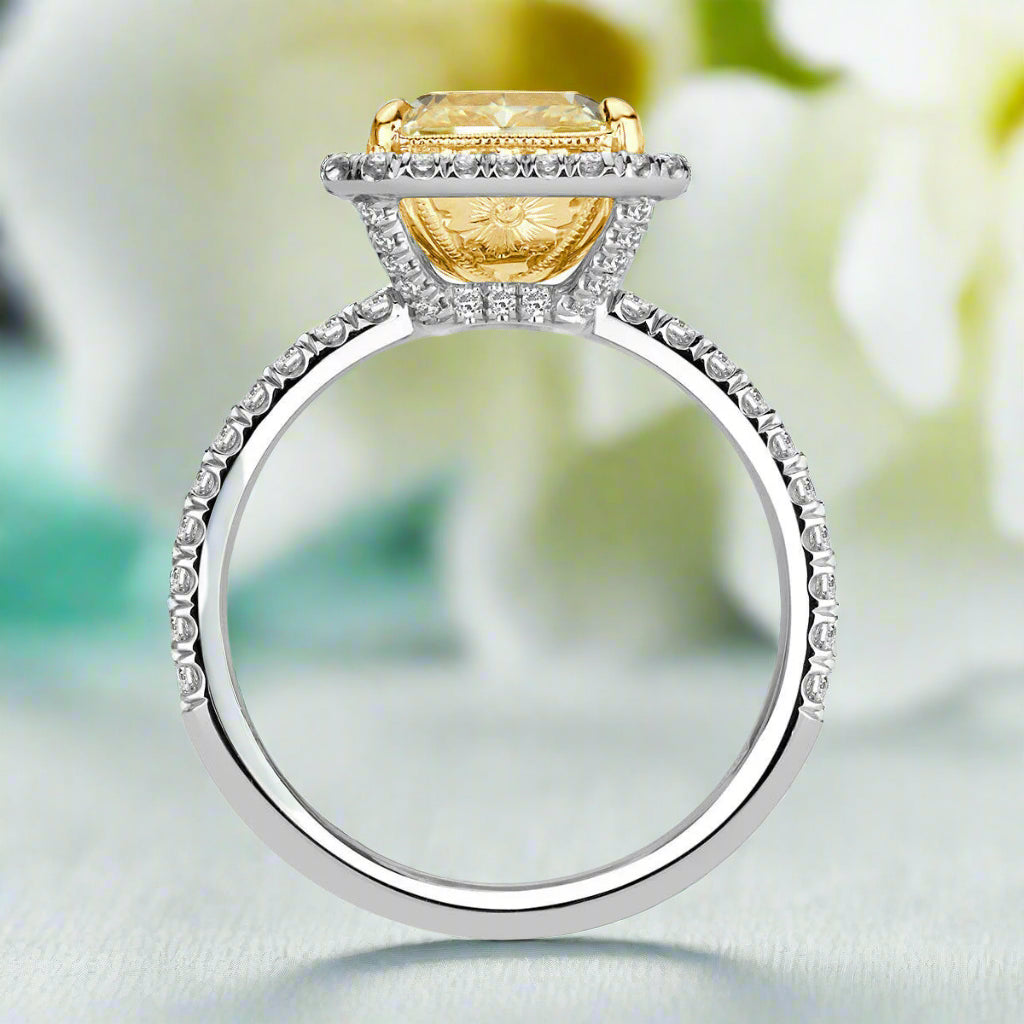 VIP Dream Ring 4.0 ct Light Yellow Radiant Cut Diamond Engagement Ring-Evani Naomi Jewelry