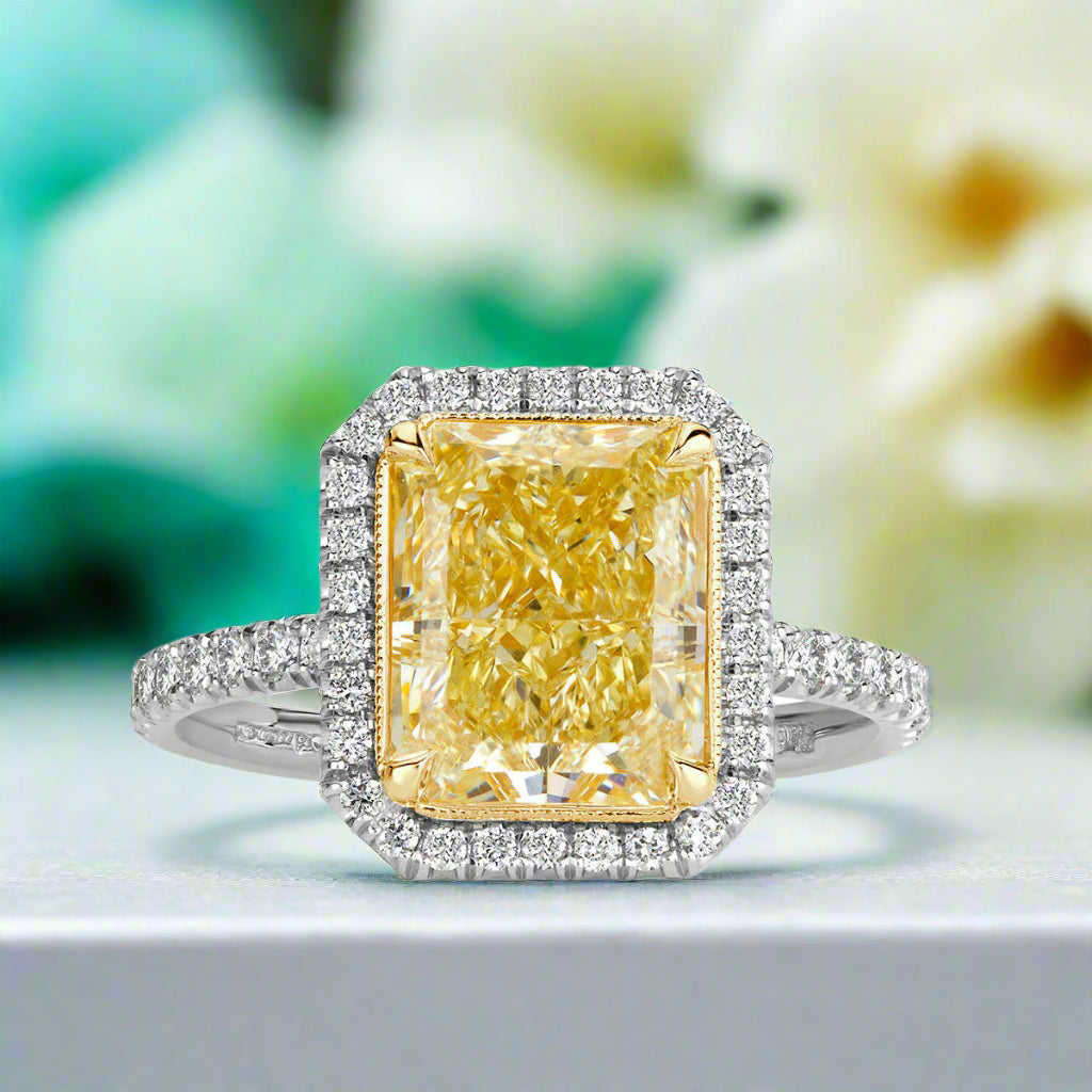 VIP Dream Ring 4.0 ct Light Yellow Radiant Cut Diamond Engagement Ring-Evani Naomi Jewelry