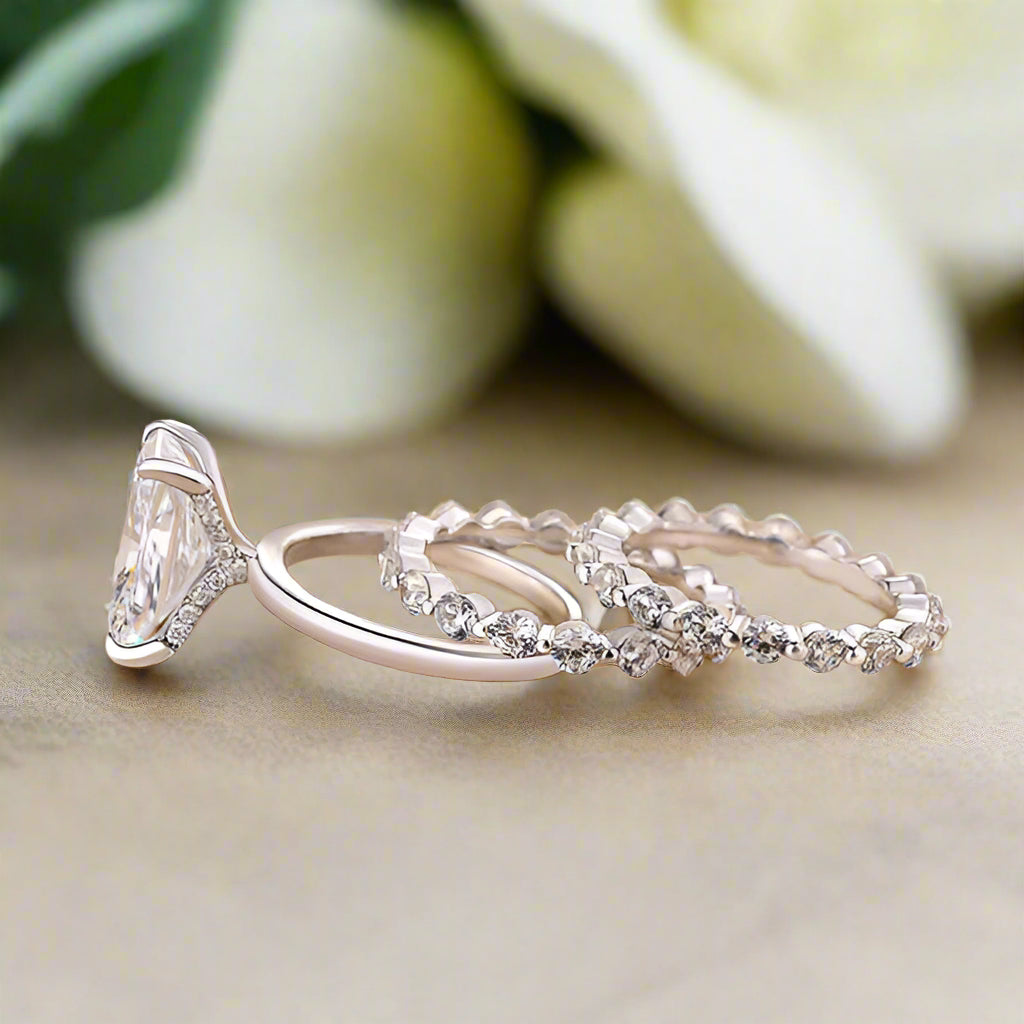 VIP Dream Ring Upgrade- Classic Radiant Cut 5.5 Carat 3-Piece Wedding Ring Set-Evani Naomi Jewelry