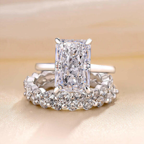 VIP Dream Ring Upgrade- Classic Radiant Cut 5.5 Carat 3-Piece Wedding Ring Set-Evani Naomi Jewelry