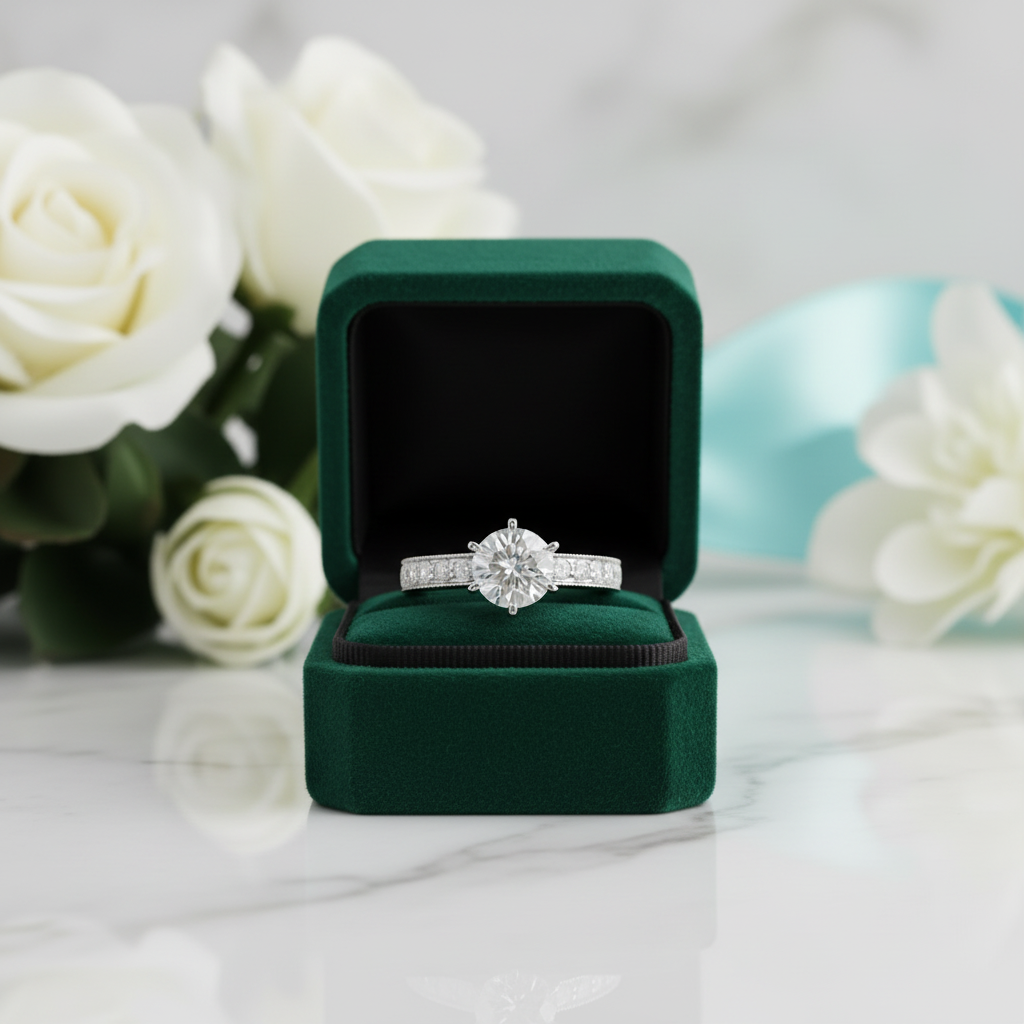 Vintage 14K White Gold Filigree Diamond Option Engagement Ring - Evani Naomi Jewelry