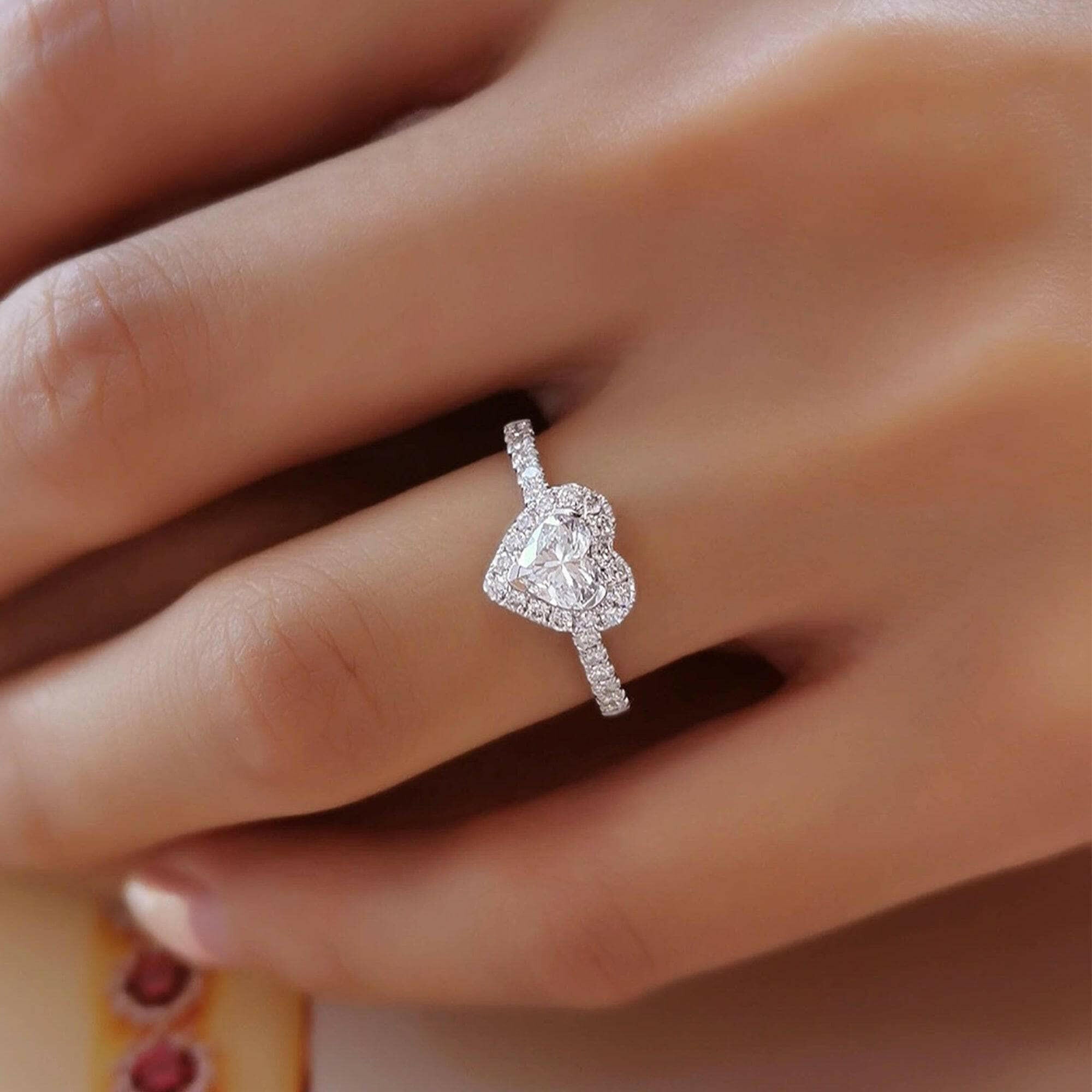 Vintage 18k White Gold Heart Cut Diamond Engagement Ring-Evani Naomi Jewelry