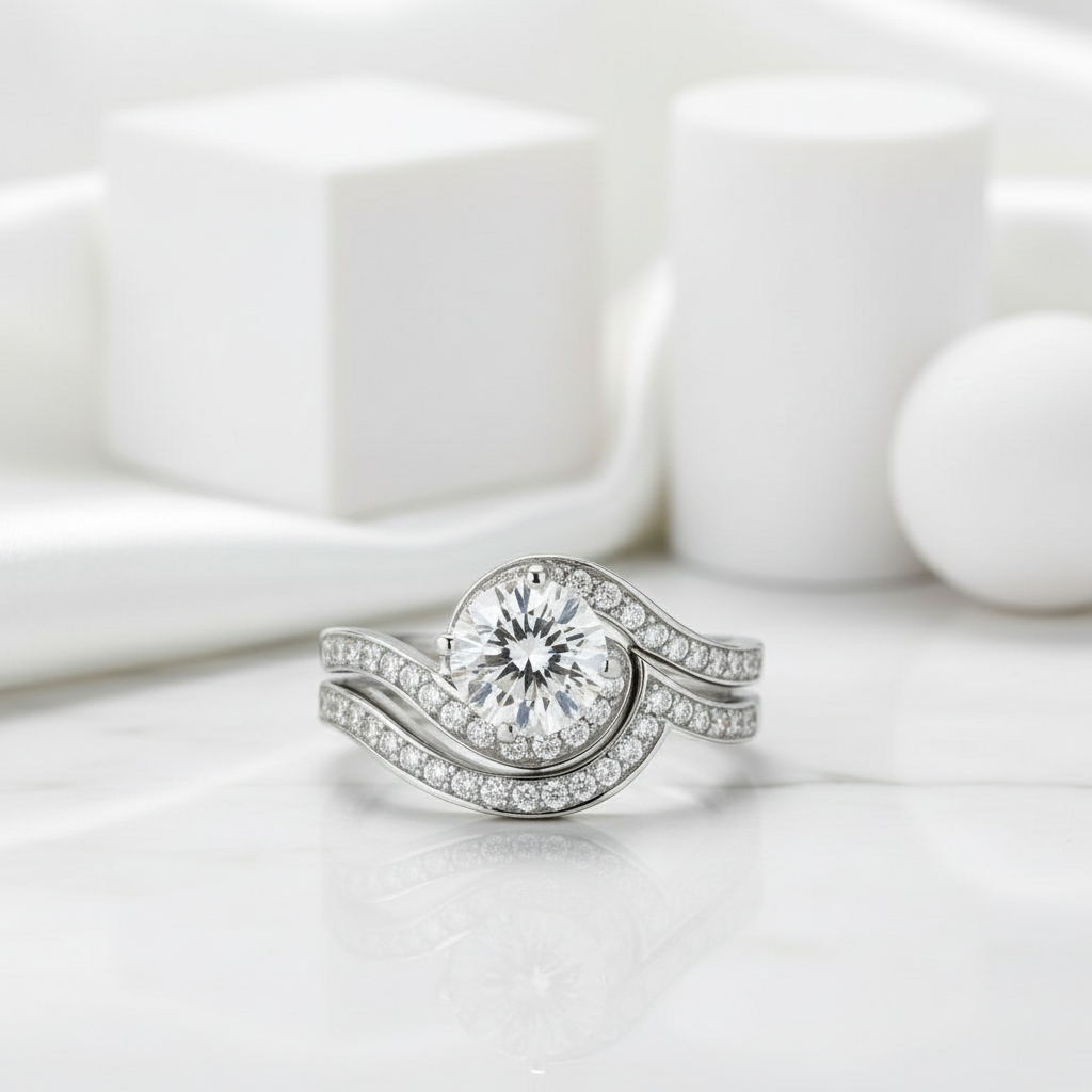 Vintage 1.25 ct Diamond Bridal Ring Set-Evani Jewelry